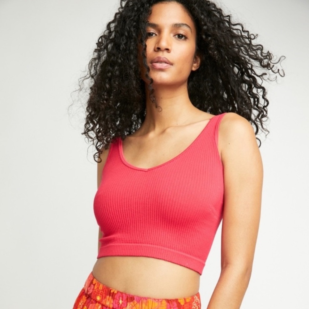 Free People Ribbed Coral Tank Top